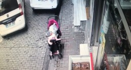 Bağcılar’da bebek arabası devrildi, sürücü son anda fark etti